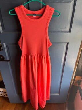 Sleeveless Coral Ribbed Top Dress